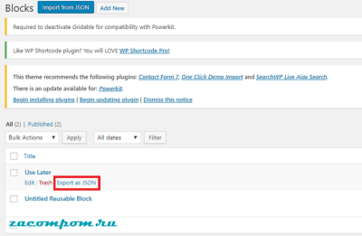 Как импортировать/экспортировать блоки Gutenberg в WordPress